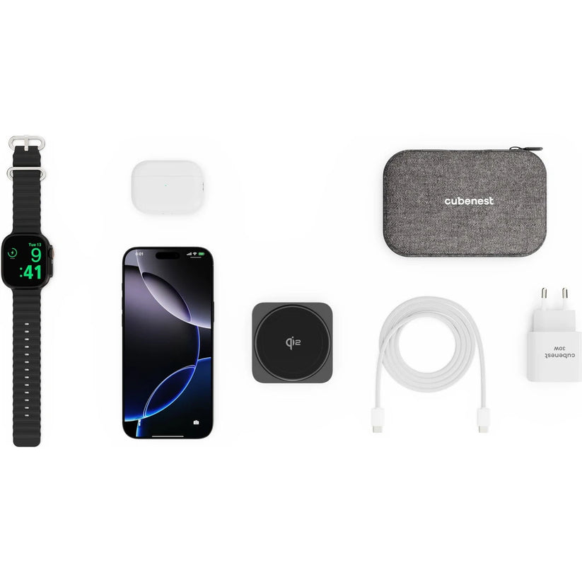 Cubenest SQ312 Fold Pro Qi2 (MagSafe) 3v1 magnetická nabíjačka čierna - iSTYLE SK
