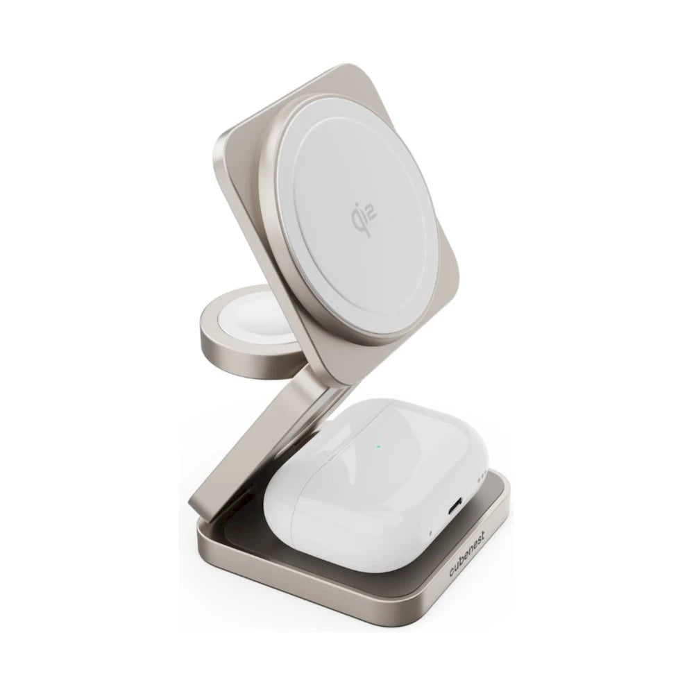 Magnetická bezdrôtová nabíjačka Cubenest Qi2 3v1 SQ312 Fold Pro - titánová