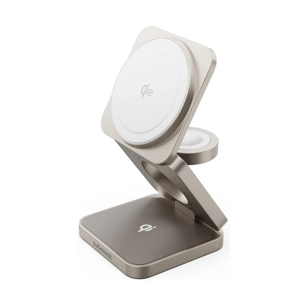 Magnetická bezdrôtová nabíjačka Cubenest Qi2 3v1 SQ312 Fold Pro - titánová