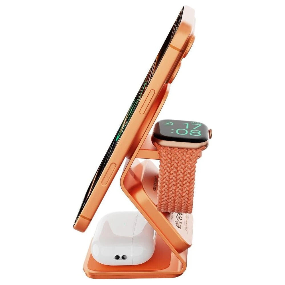 Cubenest SQ314 Qi2.2 (MagSafe) 3v1 nabíjačka (35W) - oranžová