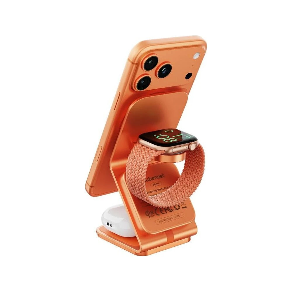 Cubenest SQ314 Qi2.2 (MagSafe) 3v1 nabíjačka (35W) - oranžová