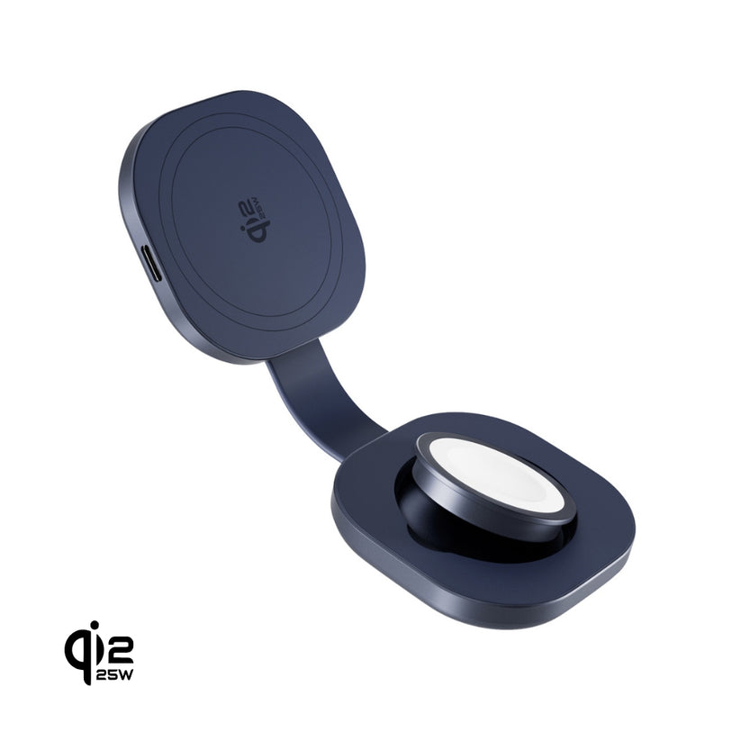 Skladacia bezdrôtová nabíjačka Epico UltraBase Qi2 25 W 2v1 EF35 – tmavomodrá