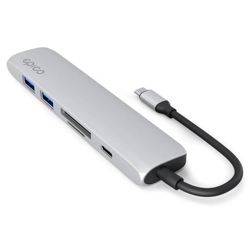 Hub Epico 6in1 Aluminium Hub 8K s USB-C konektorom - strieborný