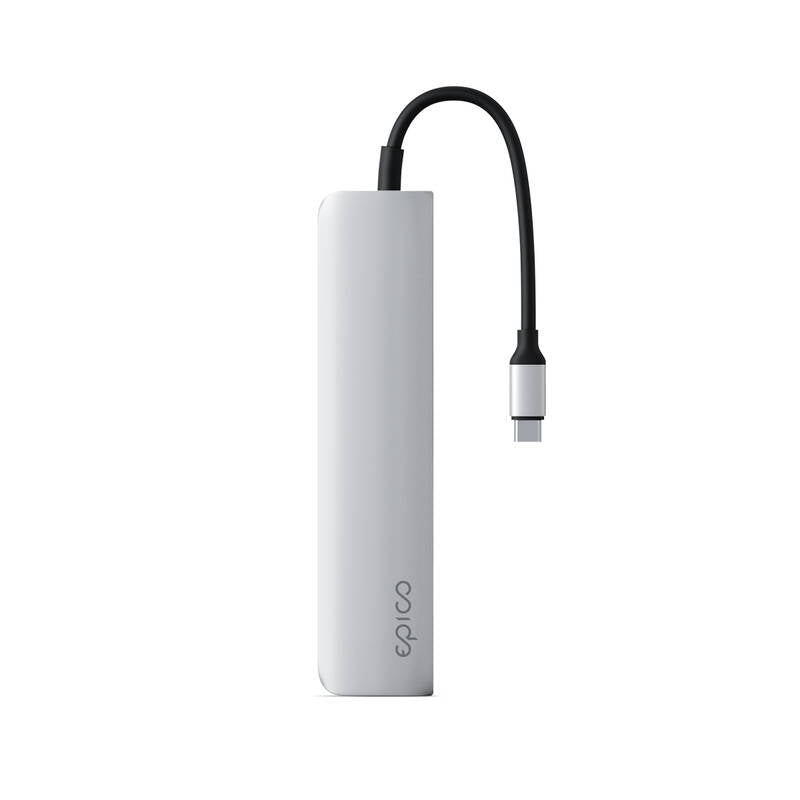 Hub Epico 6in1 Aluminium Hub 8K s USB-C konektorom - strieborný