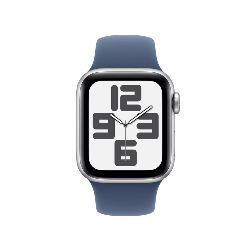 Apple Watch SE GPS 40mm Strieborné Hliníkové Puzdro s Denimovým Športovým Remienkom - M/L (Copy) - iSTYLE SK