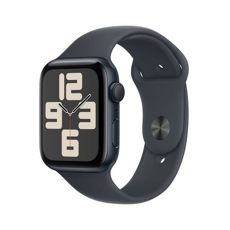Apple Watch SE GPS 44mm Polnočné Hliníkové Puzdro s Polnočným Športovým Remienkom - M/L (Otvorené)