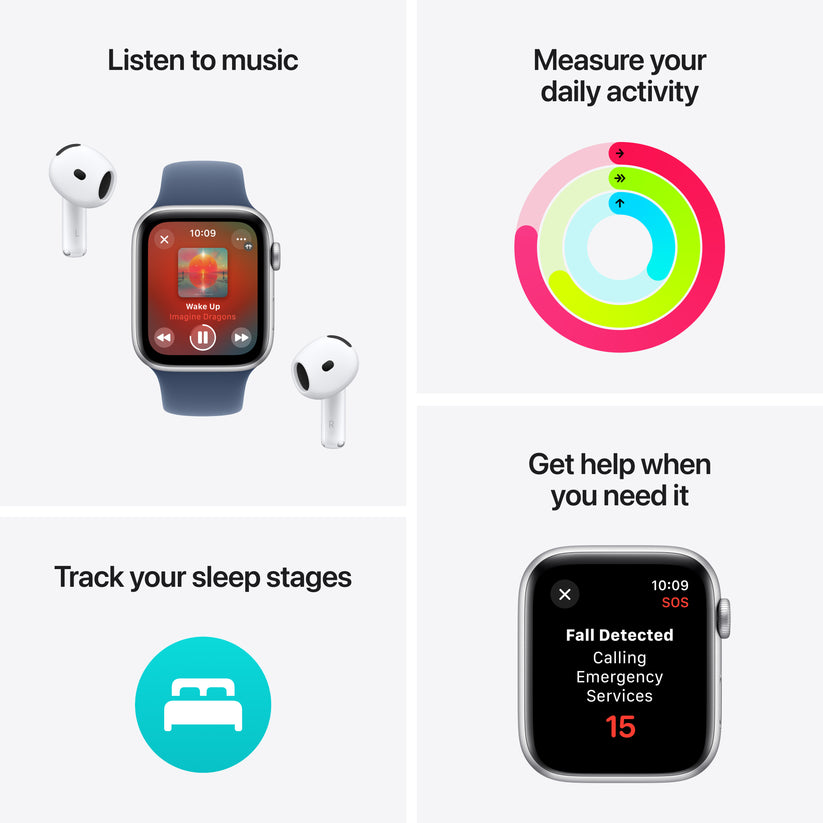 Apple Watch SE GPS 44mm Polnočné Hliníkové Puzdro s Polnočným Športovým Remienkom - M/L (Copy) - iSTYLE SK