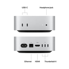 Mac mini: Apple M4 čip s 10-jadrovým CPU a 10-jadrovým GPU, 256GB SSD - Strieborná (Otvorený) - iSTYLE SK