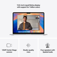 13-palcový MacBook Air: Čip Apple M4 s 10-jadrovým CPU a 10-jadrovým GPU, 512GB SSD - Strieborná (Otvorený) - iSTYLE SK