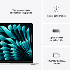 13-palcový MacBook Air: Čip Apple M4 s 10-jadrovým CPU a 10-jadrovým GPU, 512GB SSD - Strieborná (Otvorený) - iSTYLE SK