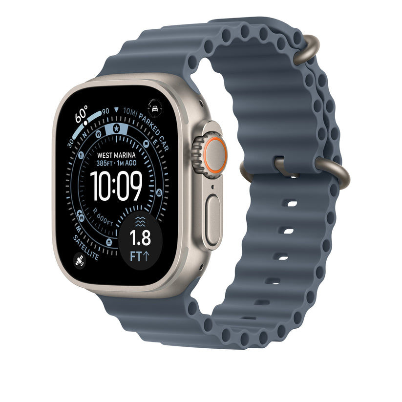 49mm Anchor Blue Ocean Band Extension - Natural Titanium Finish - iSTYLE SK