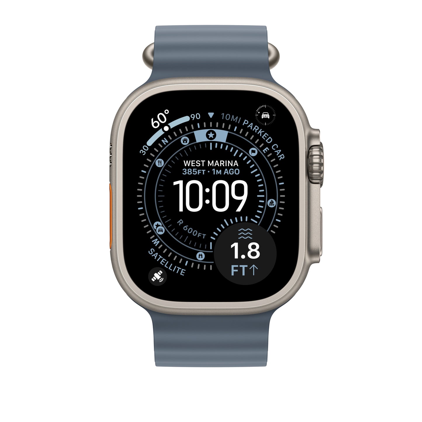 49mm Anchor Blue Ocean Band Extension - Natural Titanium Finish - iSTYLE SK