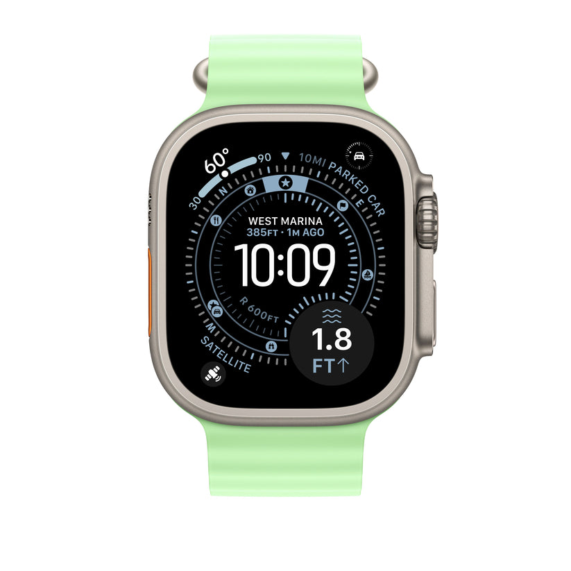 49mm Neon Green Ocean Band Extension - Natural Titanium Finish - iSTYLE SK