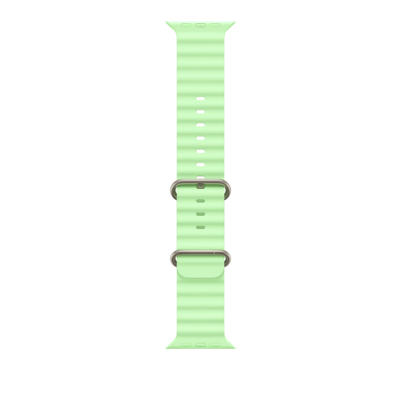 49mm Neon Green Ocean Band - Natural Titanium Finish - iSTYLE SK