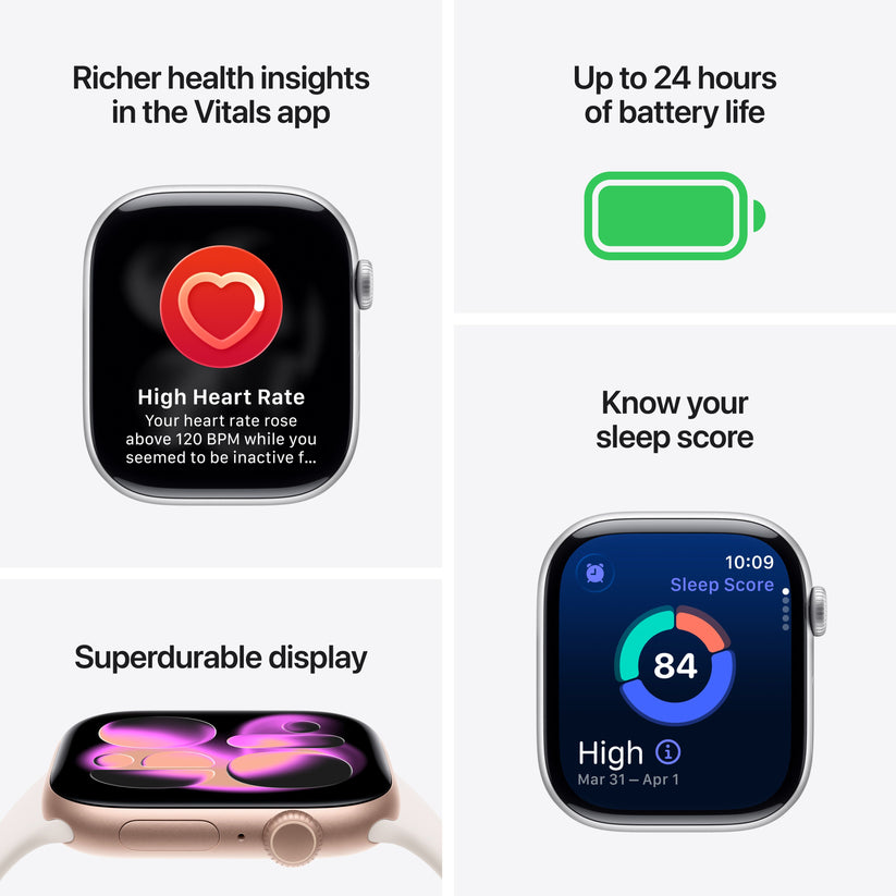 Apple Watch Series 11 GPS 42mm Silver Aluminium Case with Purple Fog Sport Band - M/L - iSTYLE SK