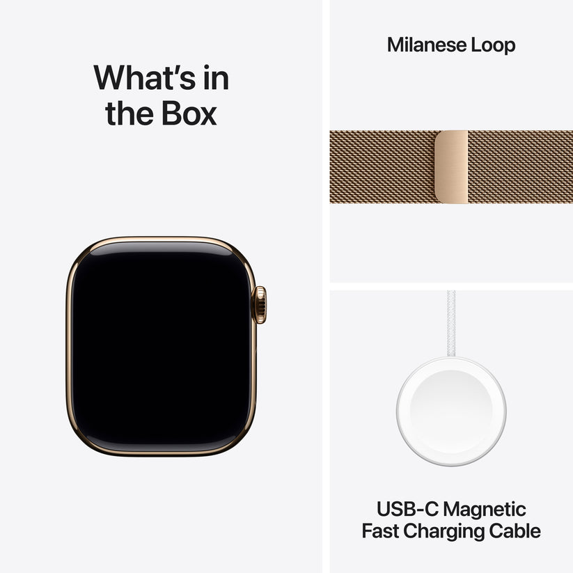 Apple Watch Series 11 GPS + Cellular 42mm Gold Titanium Case with Gold Milanese Loop - iSTYLE SK