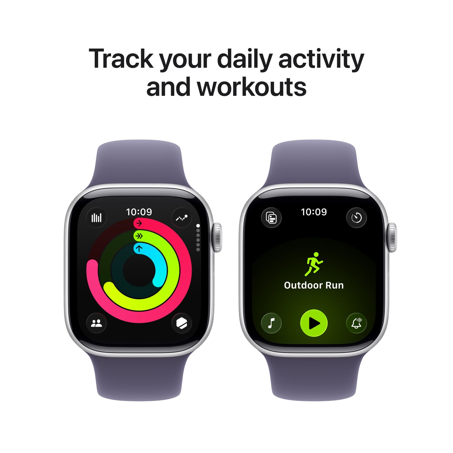 Apple Watch Series 11 GPS + Cellular 42mm Silver Aluminium Case with Purple Fog Sport Band - S/M - iSTYLE SK