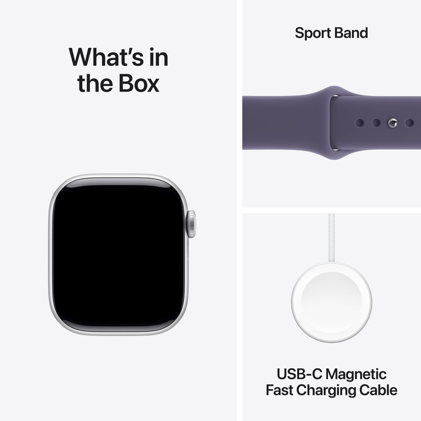 Apple Watch Series 11 GPS + Cellular 42mm Silver Aluminium Case with Purple Fog Sport Band - M/L - iSTYLE SK