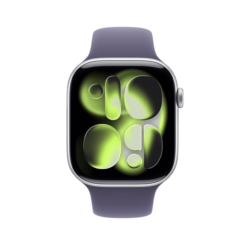 Apple Watch Series 11 GPS + Cellular 46mm Silver Aluminium Case with Purple Fog Sport Band - S/M - iSTYLE SK