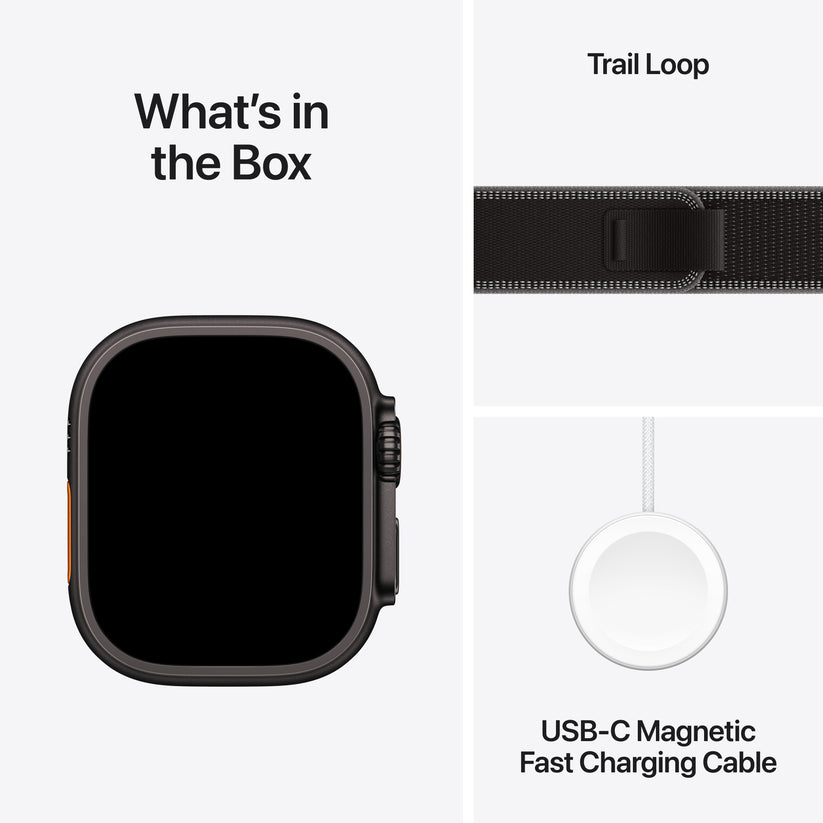 Apple Watch Ultra 3 GPS + Cellular 49mm Black Titanium Case with Black/Charcoal Trail Loop - S/M - iSTYLE SK