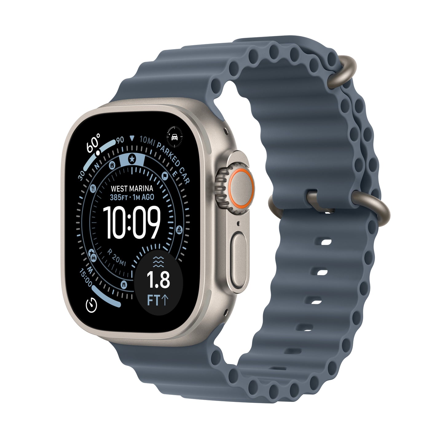 Apple Watch Ultra 3 GPS + Cellular 49mm Natural Titanium Case with Anchor Blue Ocean Band - iSTYLE SK