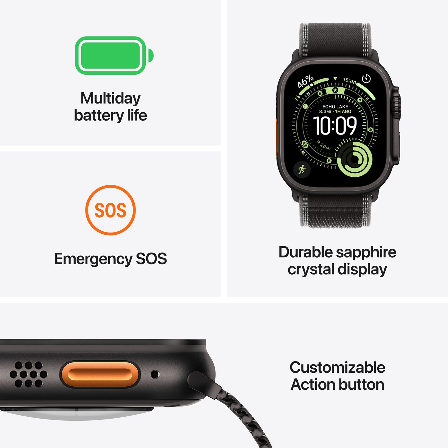 Apple Watch Ultra 3 GPS + Cellular 49mm Natural Titanium Case with Blue/Bright Blue Trail Loop - S/M - iSTYLE SK