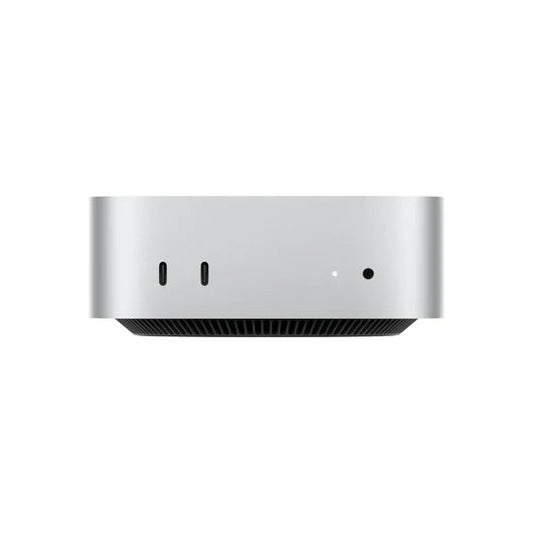 Mac mini: Apple M6 čip s 12-jadrovým CPU a 12-jadrovým GPU, 16 GB jednotnej pamäte, 512GB SSD úložisko, 10-gigabitový Ethernet – strieborný