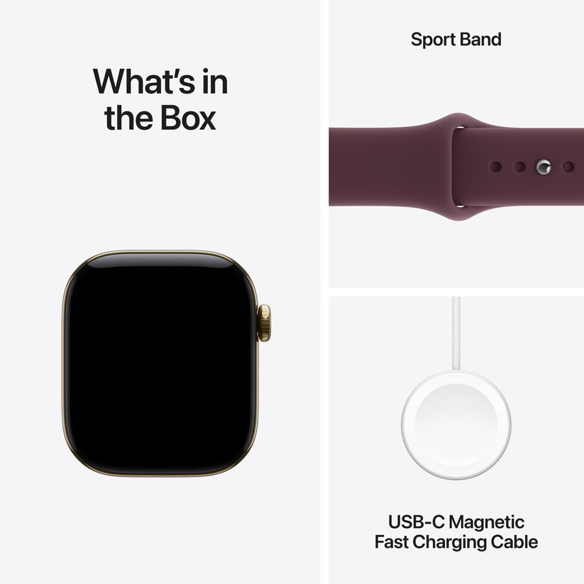 Apple Watch Series 12 GPS + Cellular 42mm Radiant Gold Titanium Case with Burgundy Sport Band - S/M - iSTYLE.sk