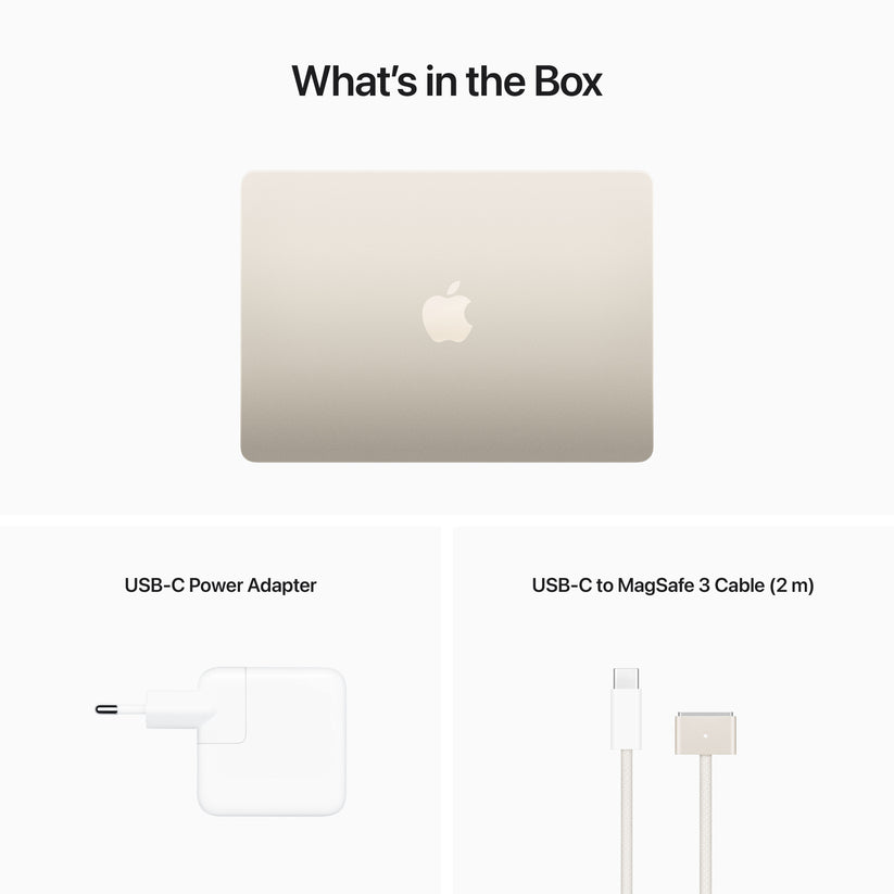 13-palcový MacBook Air: Apple M2 čip s 8‑jadrovým CPU a 8‑jadrovým GPU, 256GB SSD - Hviezdna biela (Otvorený) - iSTYLE SK