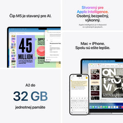 MacBook Air 13", Apple M5 čip, 10jadrové CPU, 10jadrové GPU, 16 GB, 4TB SSD, INT - Hviezdne biela