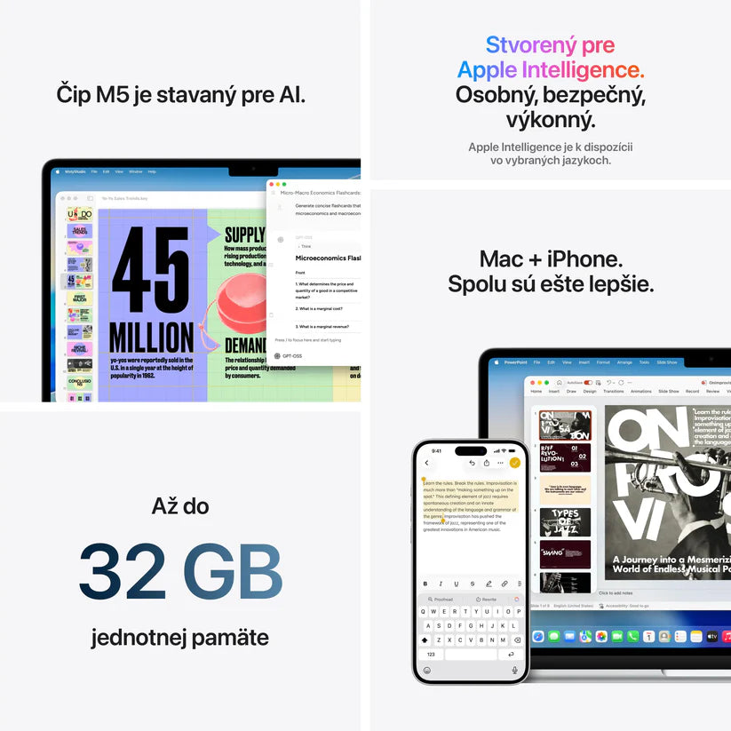 MacBook Air 13", Apple M5 čip, 10jadrové CPU, 10jadrové GPU, 16 GB, 4TB SSD, INT - Hviezdne biela