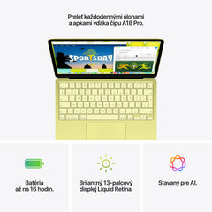 13-palcový MacBook Neo: Apple A18 Pro čip s 6‑jadrovým CPU a 5‑jadrovým GPU, Magic Keyboard, 256GB SSD - Citrus