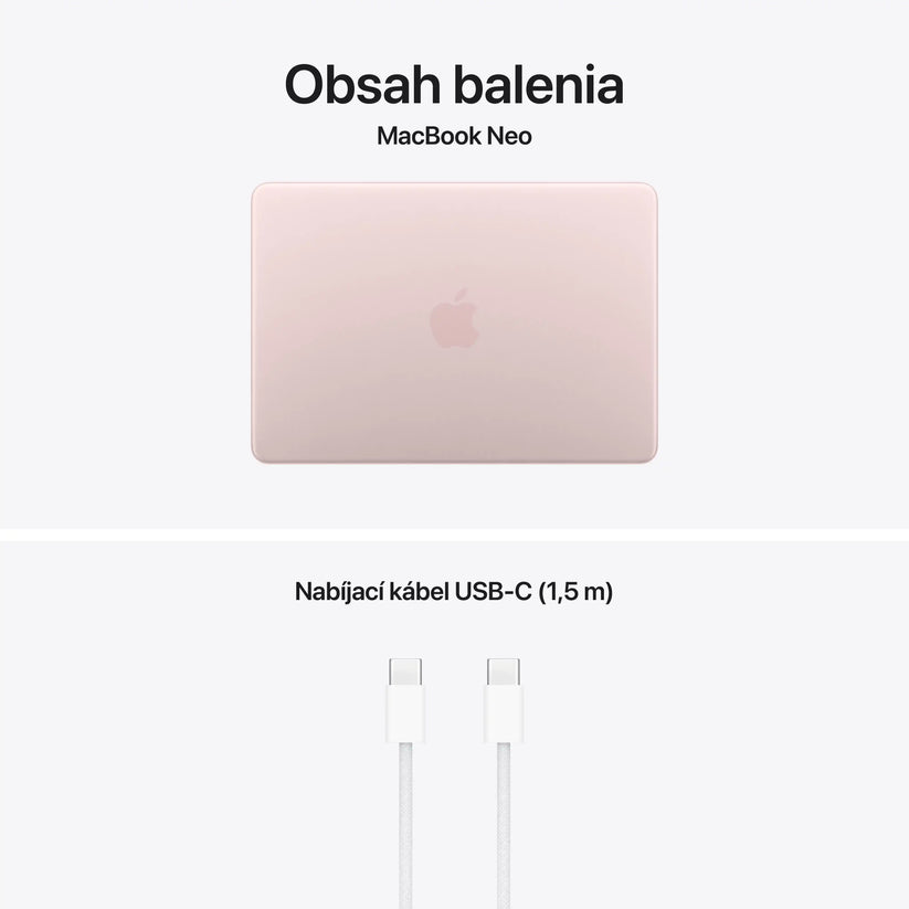 13-palcový MacBook Neo: Apple A18 Pro čip s 6‑jadrovým CPU a 5‑jadrovým GPU, Magic Keyboard s Touch ID, 512GB SSD - Blush