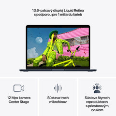 MacBook Air 13", Apple M5 čip, 10jadrové CPU, 10jadrové GPU, 16 GB, 512GB SSD, SK - Polnočná