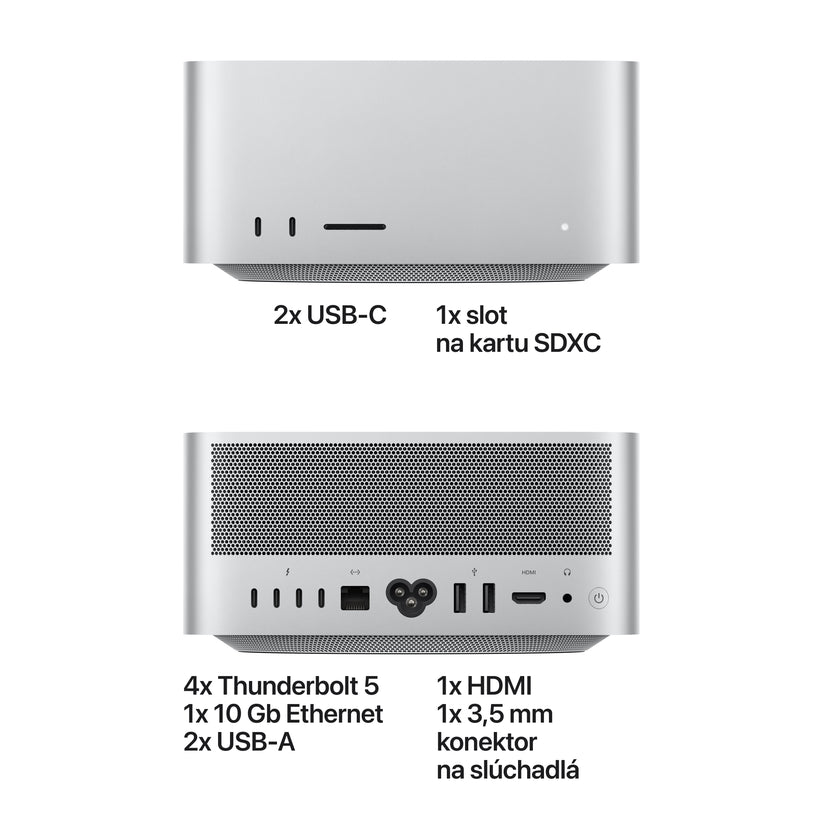 Mac Studio: Apple M5 Max čip s 18-jadrovým CPU a 32-jadrovým GPU, 512GB SSD