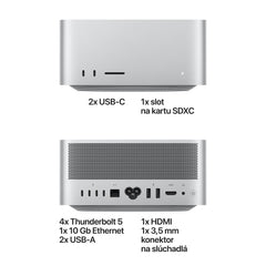 Mac Studio: Apple M5 Max čip s 18-jadrovým CPU a 32-jadrovým GPU, 36 GB jednotnej pamäte, 8TB SSD úložisko – strieborný