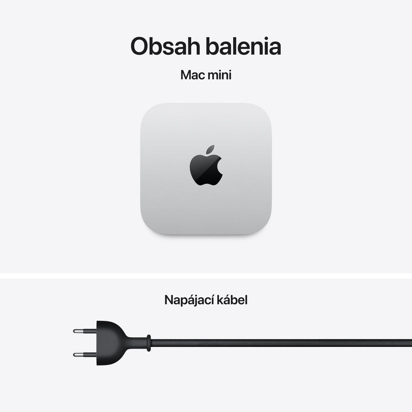Mac mini: Apple M6 čip s 12-jadrovým CPU a 12-jadrovým GPU, 32 GB jednotnej pamäte, 2TB SSD úložisko, 2,5-gigabitový Ethernet – strieborný