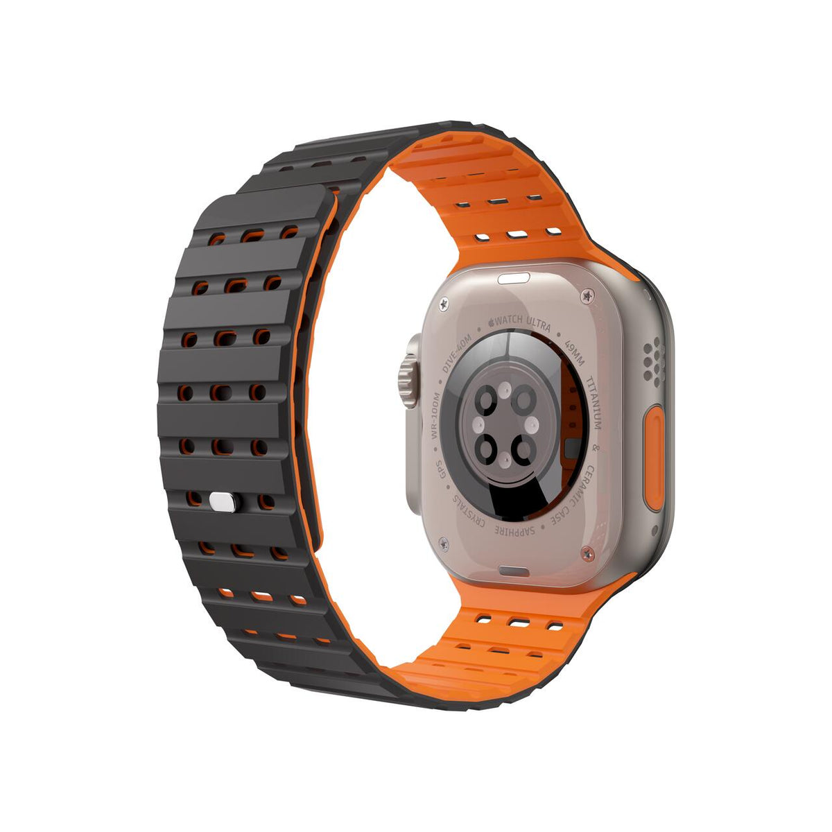 Silikónový remienok NextOne Silicone Strap pre Apple Watch 42/44/45/46/49 mm – čierno-oranžový