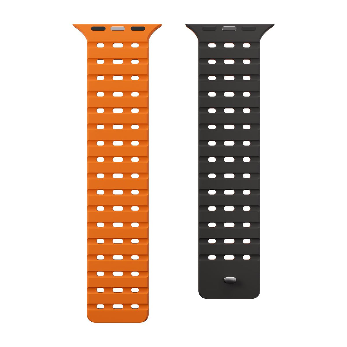 Silikónový remienok NextOne Silicone Strap pre Apple Watch 42/44/45/46/49 mm – čierno-oranžový