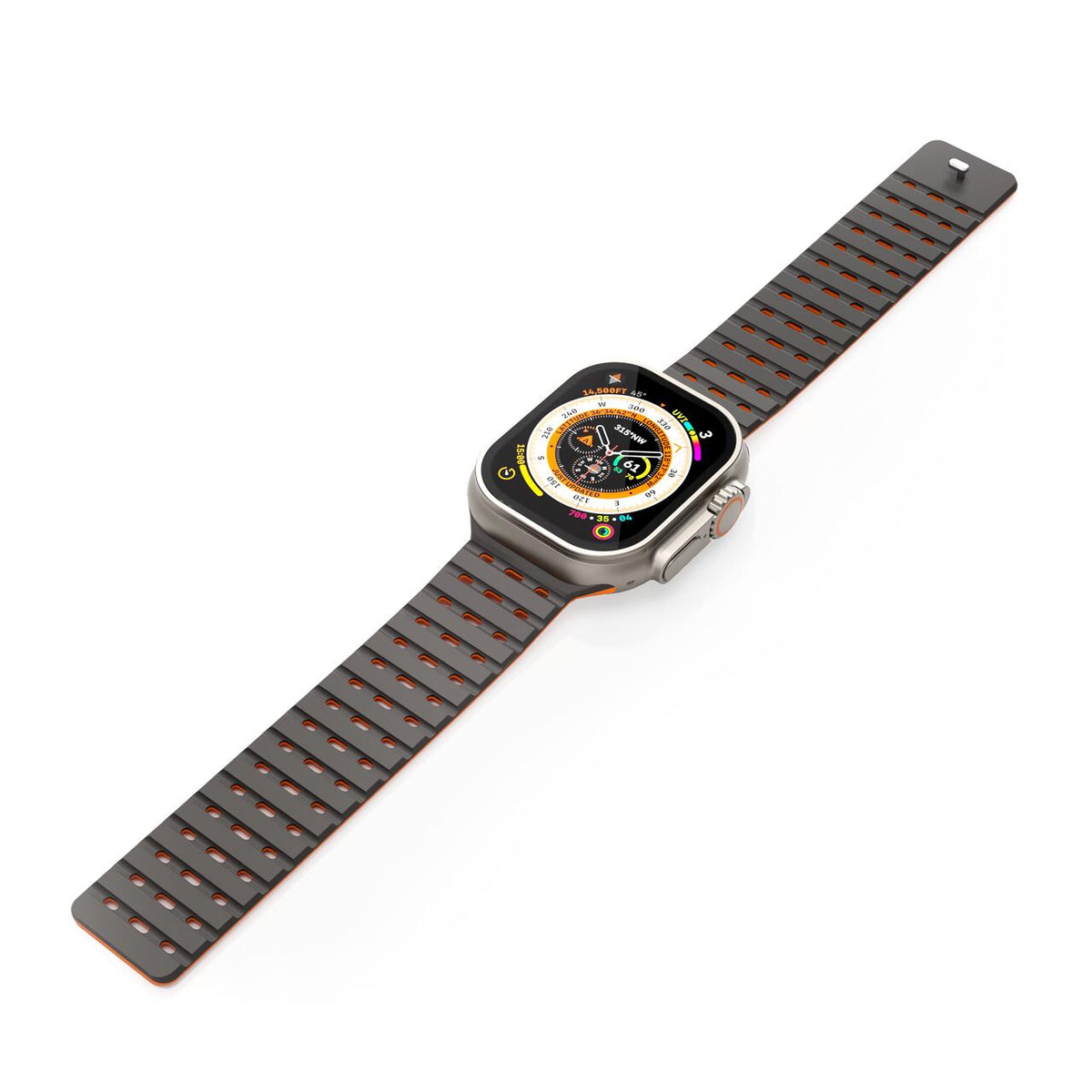Silikónový remienok NextOne Silicone Strap pre Apple Watch 42/44/45/46/49 mm – čierno-oranžový