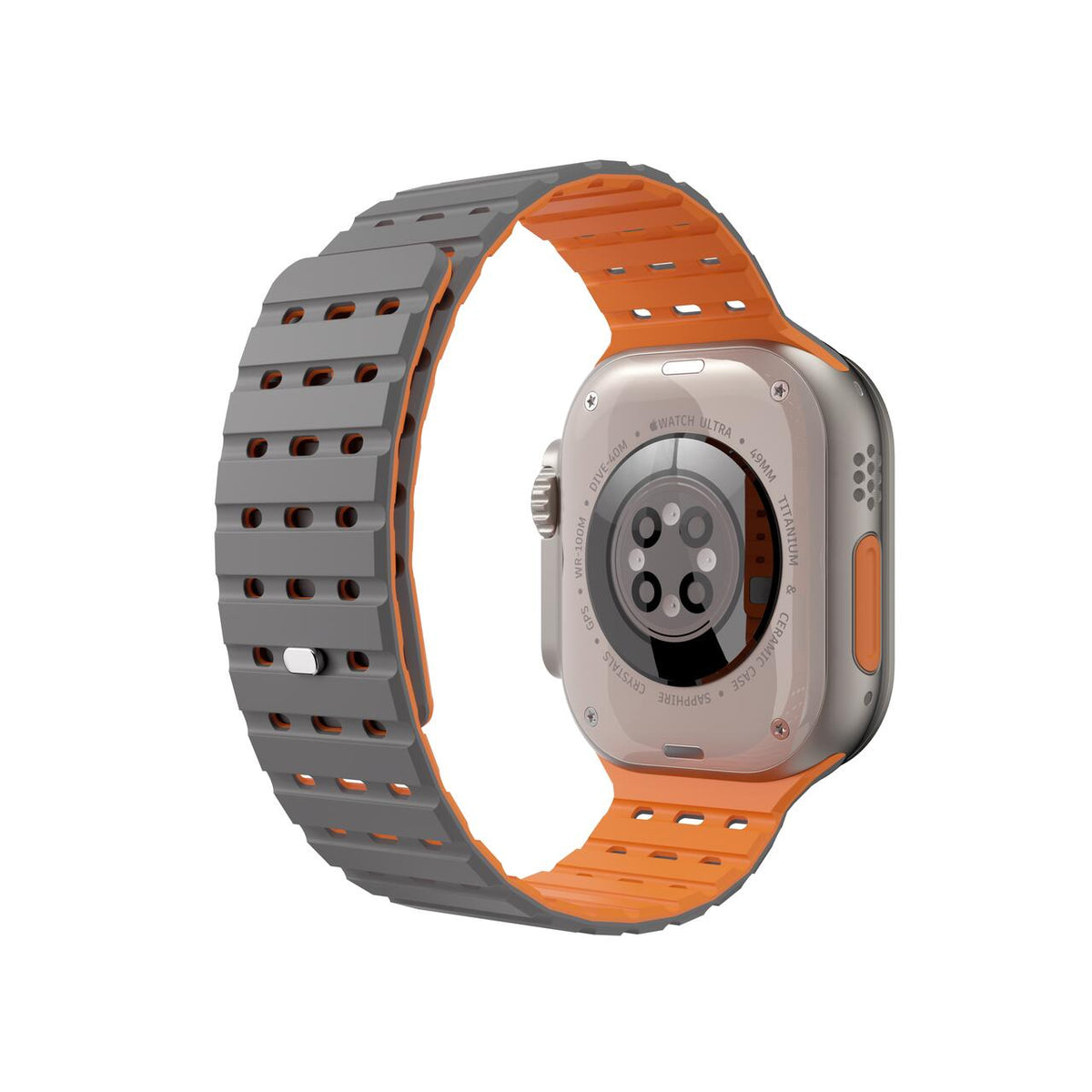 Silikónový remienok NextOne Silicone Strap pre Apple Watch 42/44/45/46/49 mm – sivo-oranžový - iSTYLE.sk