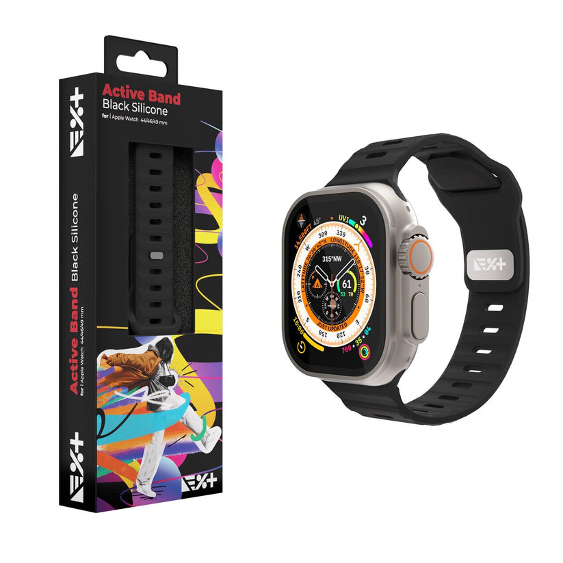 Silikónový remienok NextOne Silicone Active Band pre Apple Watch 42/44/45/46/49 mm – čierny - iSTYLE.sk