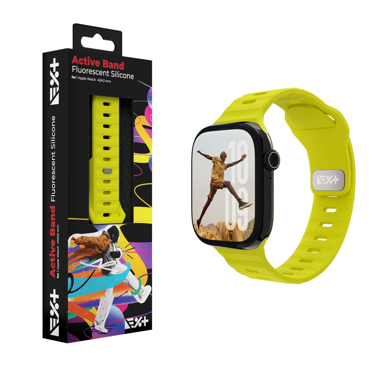 Silikónový remienok NextOne Silicone Active Band pre Apple Watch 38/40/41/42 mm – fluorescenčne žltý