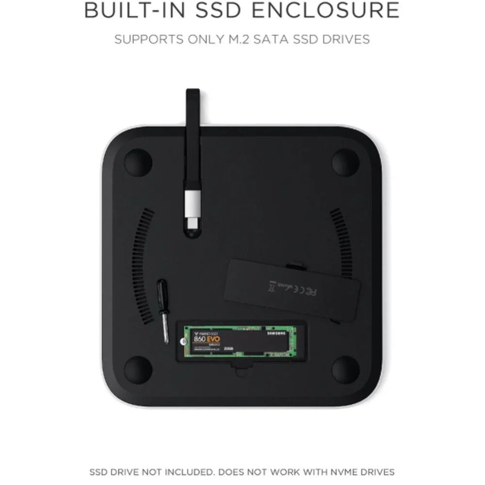 Hliníkový stojan a hub Satechi s konektorom Type-C pre Mac Mini s krytom na SSD - strieborný - iSTYLE.sk