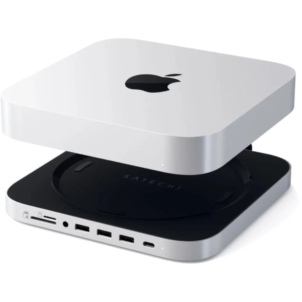Hliníkový stojan a hub Satechi s konektorom Type-C pre Mac Mini s krytom na SSD - strieborný - iSTYLE.sk