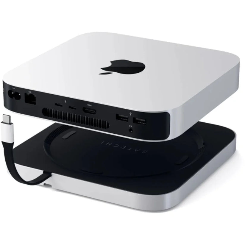 Hliníkový stojan a hub Satechi s konektorom Type-C pre Mac Mini s krytom na SSD - strieborný - iSTYLE.sk