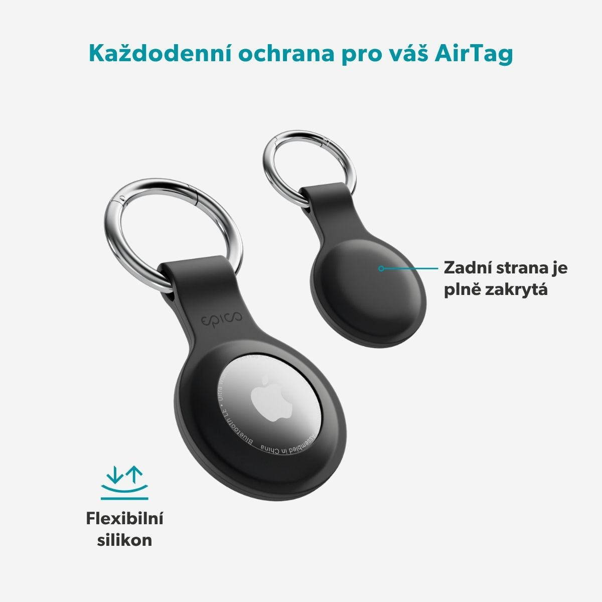 Epico silikónové puzdro s plnou zadnou stranou pre AirTag - čierna - iSTYLE.sk
