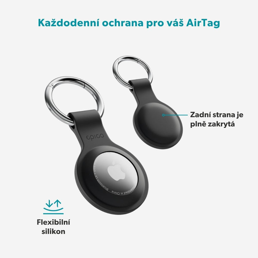 Epico silikónové puzdro s plnou zadnou stranou pre AirTag - čierna - iSTYLE.sk
