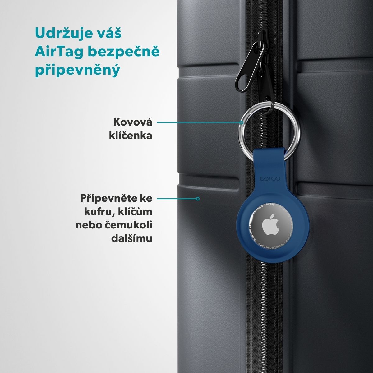 Epico silikónové puzdro s plnou zadnou stranou pre AirTag - tmavo modrá