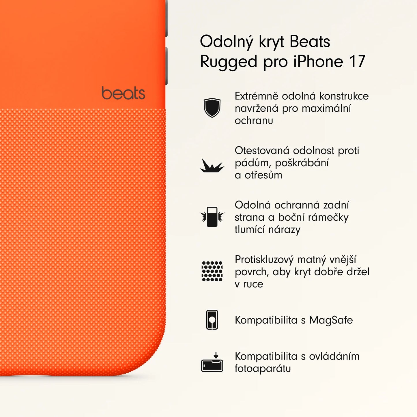 Odolný kryt pre iPhone 17 Beats s MagSafe a ovládačom fotoaparátu